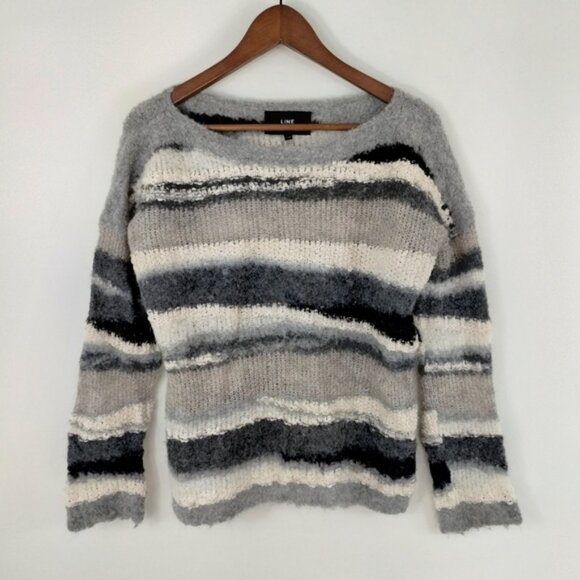 Line THE Label Alpaca Blend Sweater L Gray Textured Lightweight Boho Art To Wear - Picture 1 of 10